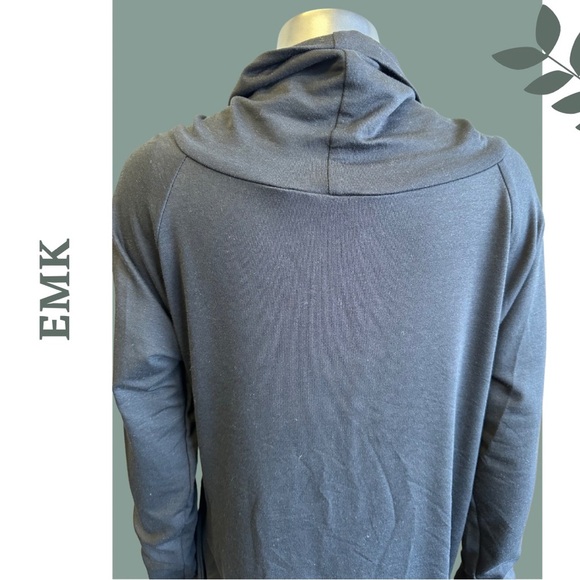 Made in🇨🇦 EMK Cowl Neck Oversized Sweatshrt Front Pockets Black Size Small - Picture 7 of 9